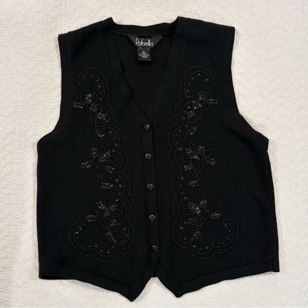 Rafaella Black Embroidered Vest